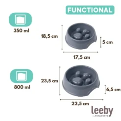 Leeby Comedouro Antivoracidade Azul com Relevo de Pata para cães
