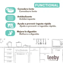Leeby Comedouro Antivoracidade Azul com Relevo de Pata para cães