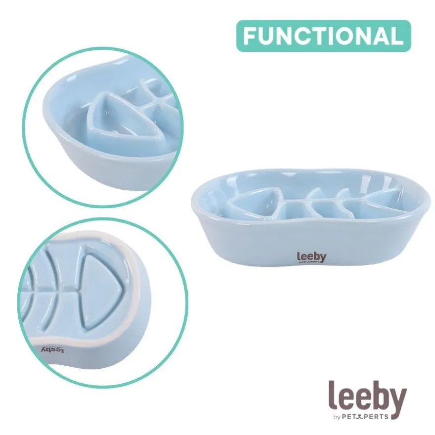 Leeby Comedouro Antivoracidade de Cerâmica para gatos