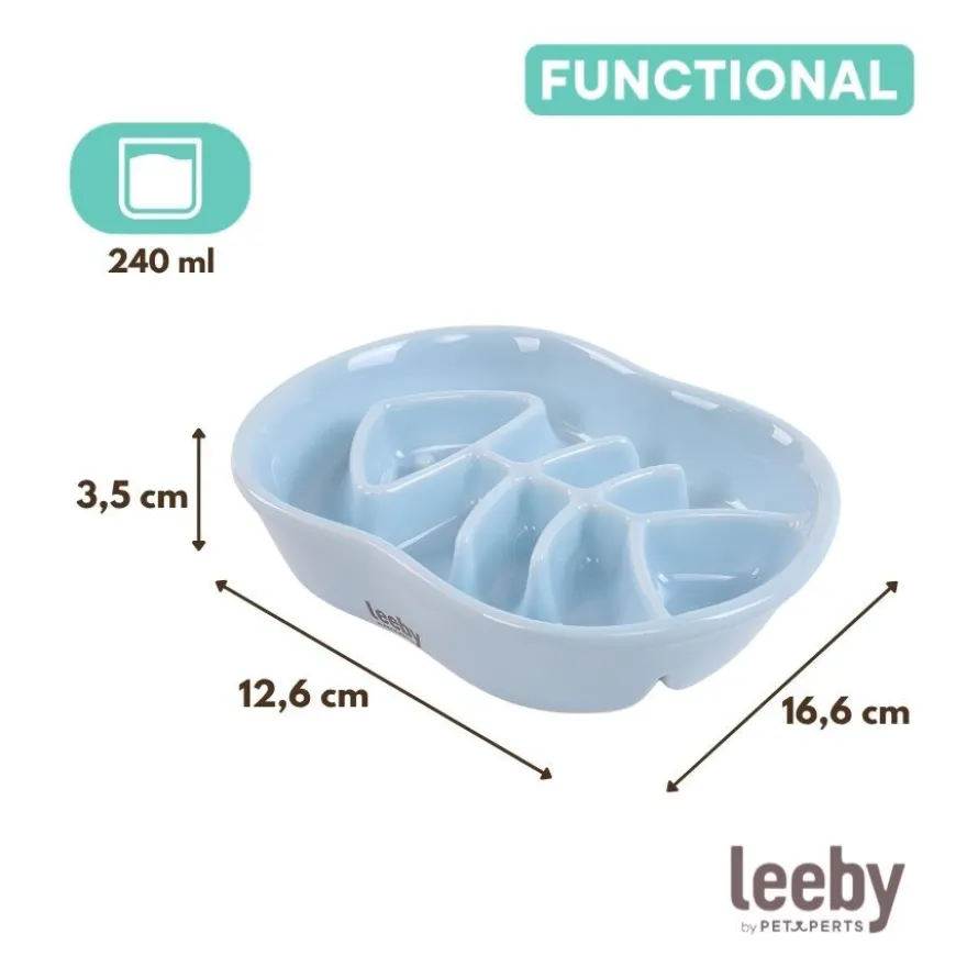 Leeby Comedouro Antivoracidade de Cerâmica para gatos