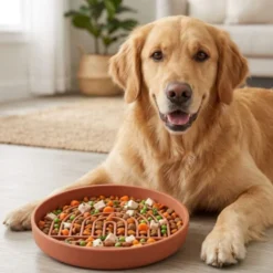Leeby Comedouro Antivoracidade Laranja para cães
