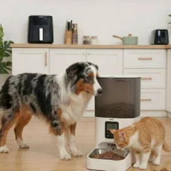 Leeby Comedouro Automático Programável Branco e Cinzento para cães e gatos
