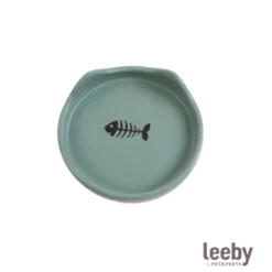 Leeby Comedouro de Cerâmica Azul com Orelhinhas para gatos