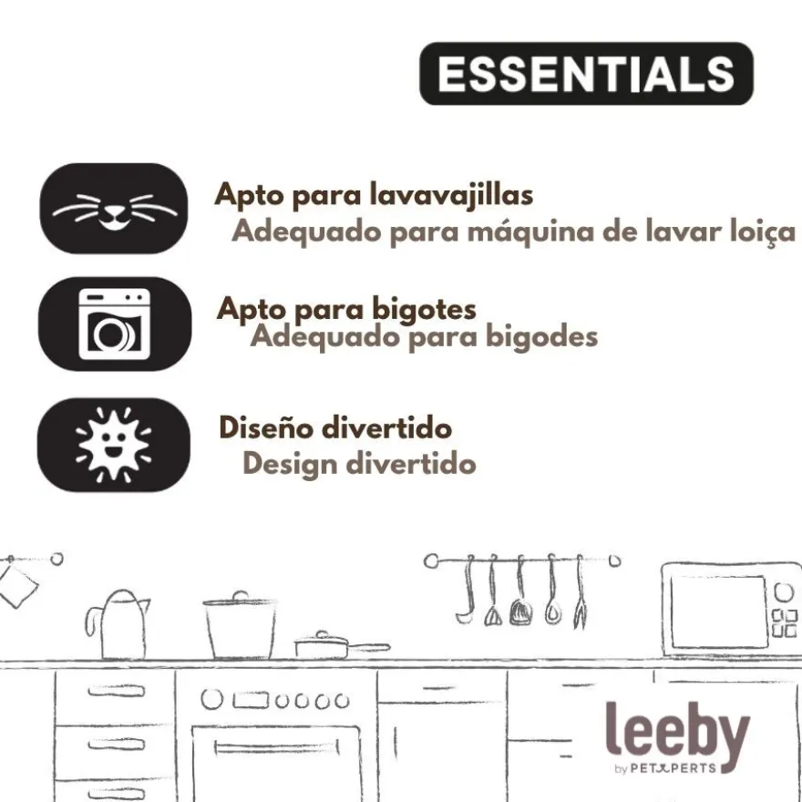 Leeby Comedouro de Cerâmica Azul com Orelhinhas para gatos