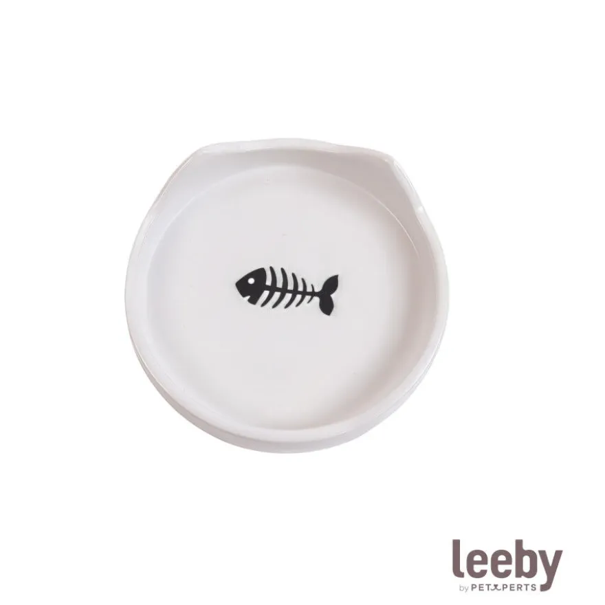 Leeby Comedouro de Cerâmica Branco com Orelhinhas para gatos