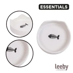 Leeby Comedouro de Cerâmica Branco com Orelhinhas para gatos
