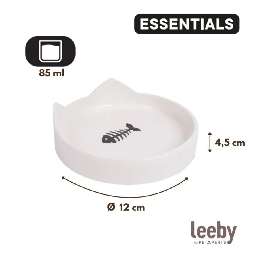 Leeby Comedouro de Cerâmica Branco com Orelhinhas para gatos
