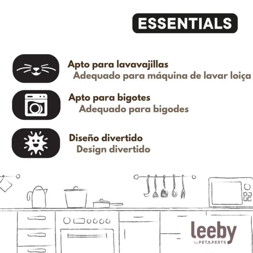 Leeby Comedouro de Cerâmica Branco com Orelhinhas para gatos