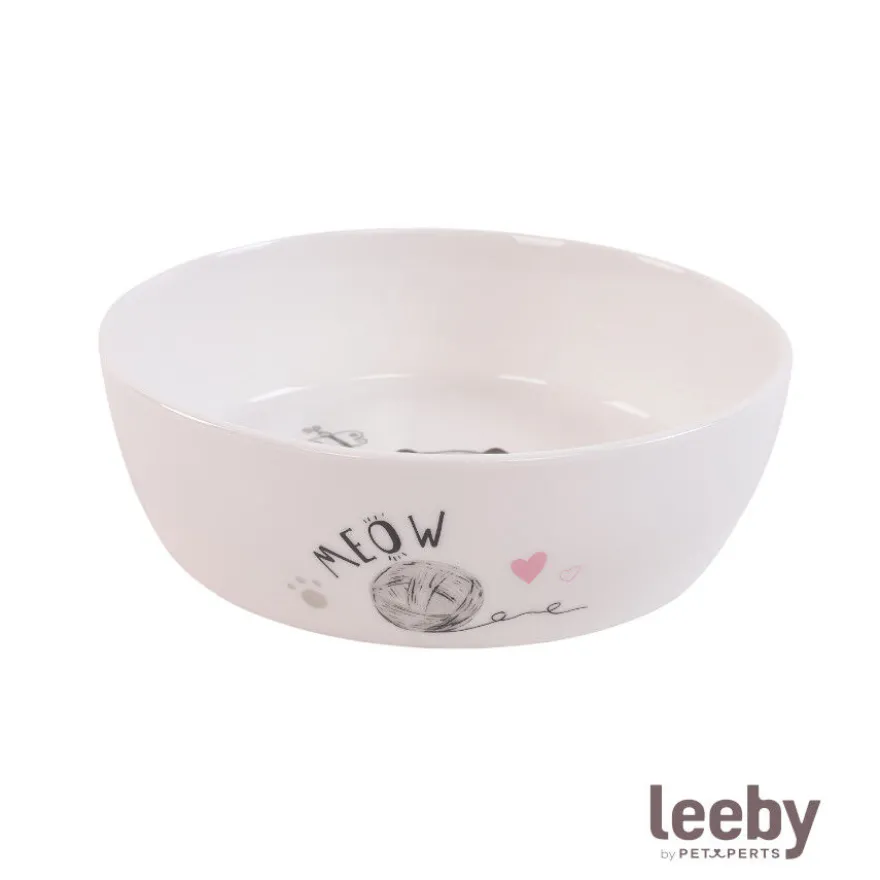 Leeby Comedouro de Cerâmica Branco para gatos