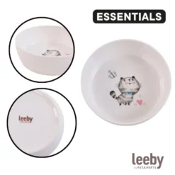 Leeby Comedouro de Cerâmica Branco para gatos