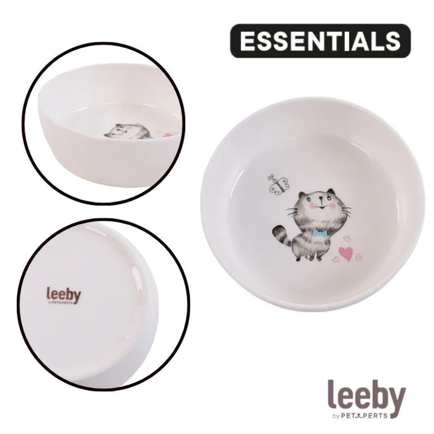 Leeby Comedouro de Cerâmica Branco para gatos