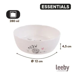 Leeby Comedouro de Cerâmica Branco para gatos