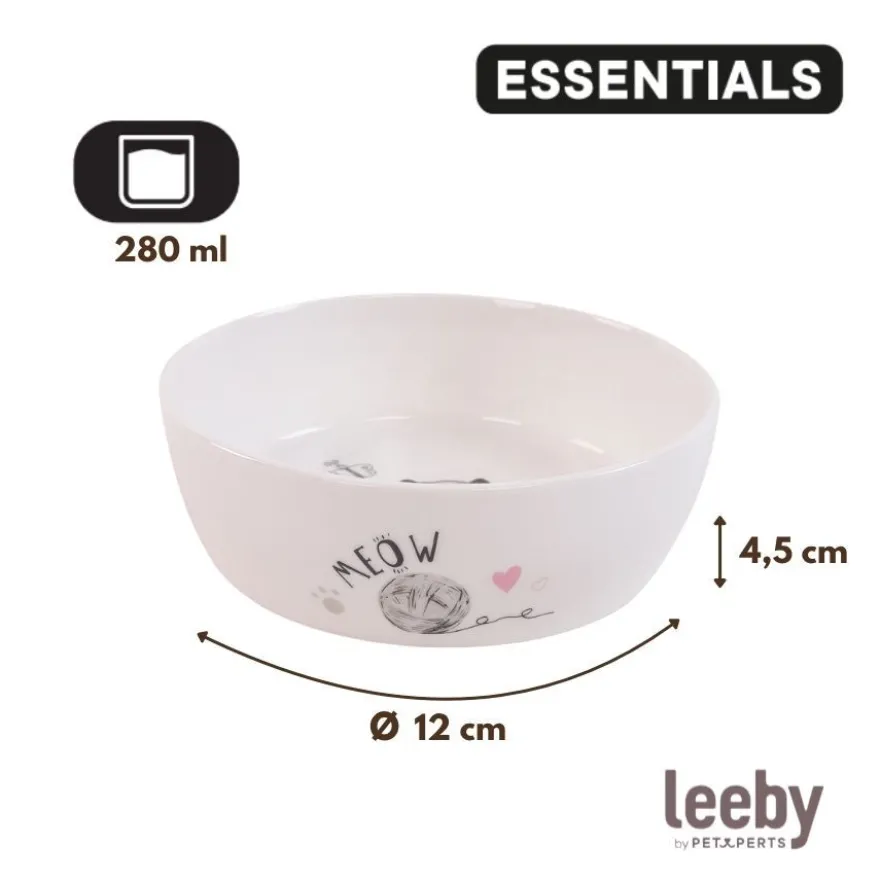 Leeby Comedouro de Cerâmica Branco para gatos