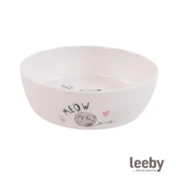 Leeby Comedouro de Cerâmica Branco para gatos