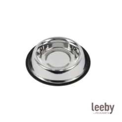 Leeby Comedouro de Metal com Anel de Silicone para cães