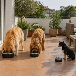 Leeby Comedouro de Parede Dupla em Aço Inoxidável para cães e gatos