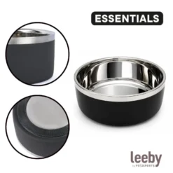 Leeby Comedouro de Parede Dupla em Aço Inoxidável para cães e gatos