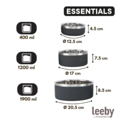 Leeby Comedouro de Parede Dupla em Aço Inoxidável para cães e gatos