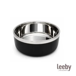 Leeby Comedouro de Parede Dupla em Aço Inoxidável para cães e gatos