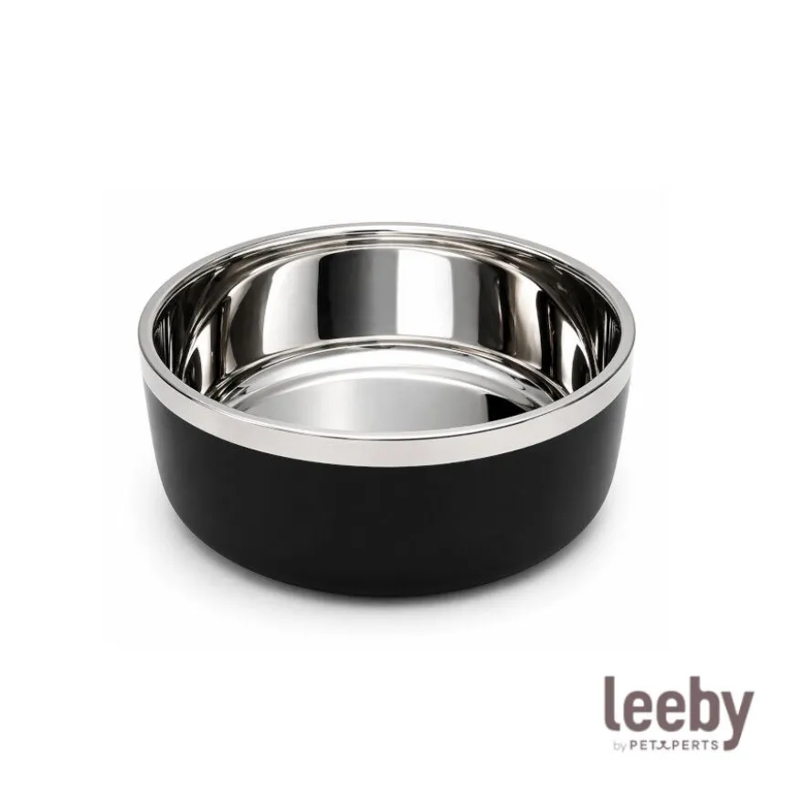 Leeby Comedouro de Parede Dupla em Aço Inoxidável para cães e gatos