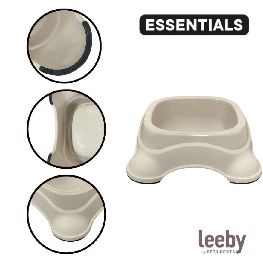 Leeby Comedouro de Plástico Taupe para cães