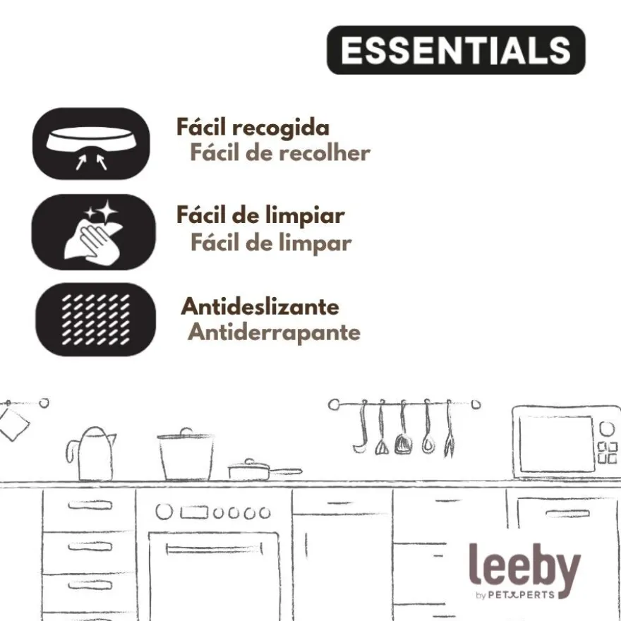 Leeby Comedouro de Plástico Taupe para cães