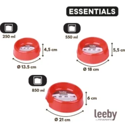 Leeby Comedouro de Plástico Vermelho para cães e gatos