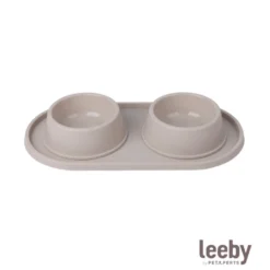 Leeby Comedouro Duplo de Plástico para cães e gatos