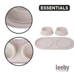 Leeby Comedouro Duplo de Plástico para cães e gatos