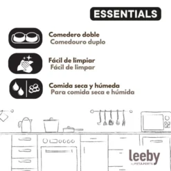 Leeby Comedouro Duplo de Plástico para cães e gatos