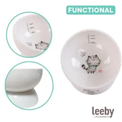 Leeby Comedouro Elevado de Cerâmica Branco para Gatos