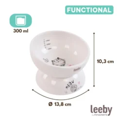 Leeby Comedouro Elevado de Cerâmica Branco para Gatos