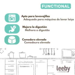 Leeby Comedouro Elevado de Cerâmica Branco para Gatos