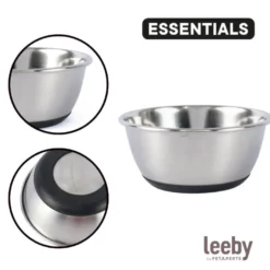 Leeby Comedouro em Aço Inoxidável com Base de Borracha para cães e gatos