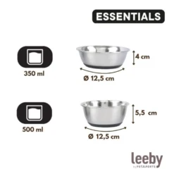 Leeby Comedouro em Aço Inoxidável com Base de Borracha para cães e gatos
