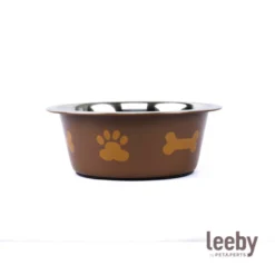 Leeby Comedouro em Aço Inoxidável Estampado com Pegadas para cães