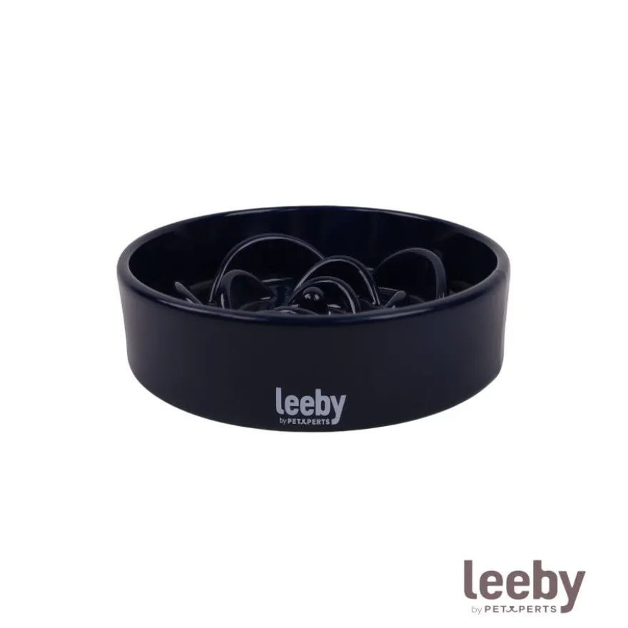 Leeby Comedouro Lento de Cerâmica Azul para cães