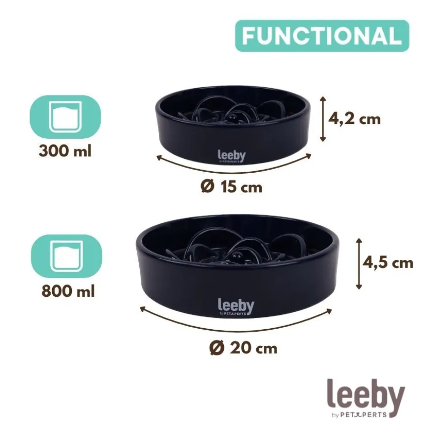 Leeby Comedouro Lento de Cerâmica Azul para cães