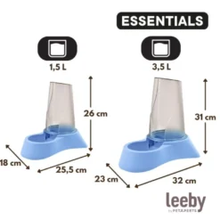Leeby Dispensador 2 em 1 Azul de Ração e Água para cães e gatos