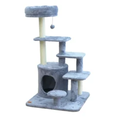 Leeby Eduardo torre arranhadora multiplataforma com cama nido e brinquedo para gatos