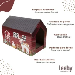 Leeby Hattie casota arranhadora de cartão com padrão de quinta para gatos