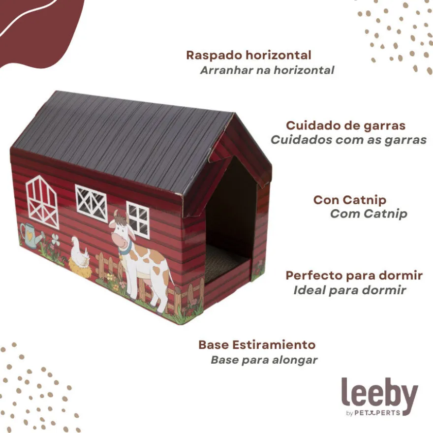 Leeby Hattie casota arranhadora de cartão com padrão de quinta para gatos