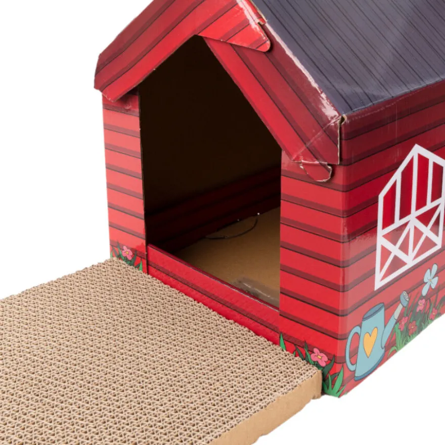 Leeby Hattie casota arranhadora de cartão com padrão de quinta para gatos