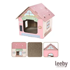 Leeby Hattie casota arranhadora de cartão cor-de-rosa para gatos