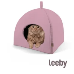 Leeby Igloo antiderrapante rosa para gatos