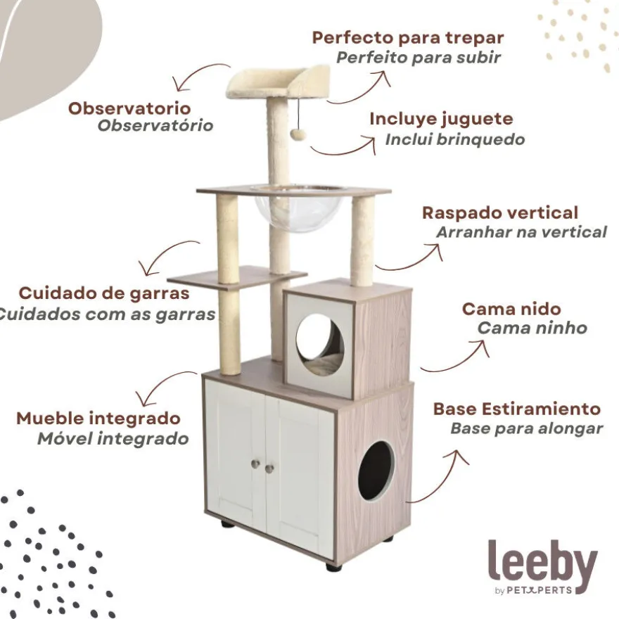 Leeby Luna árvore arranhadora com móvel para gatos