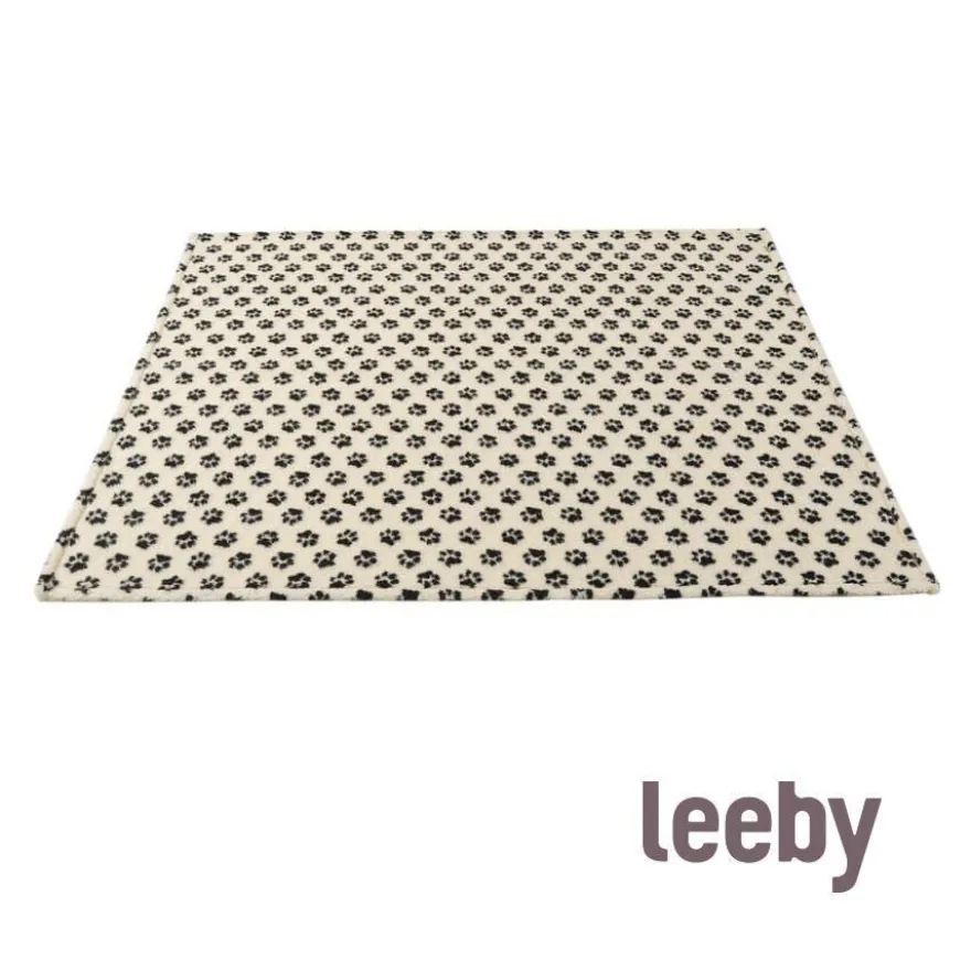 Leeby Manta de lã com estampado de patas para cães