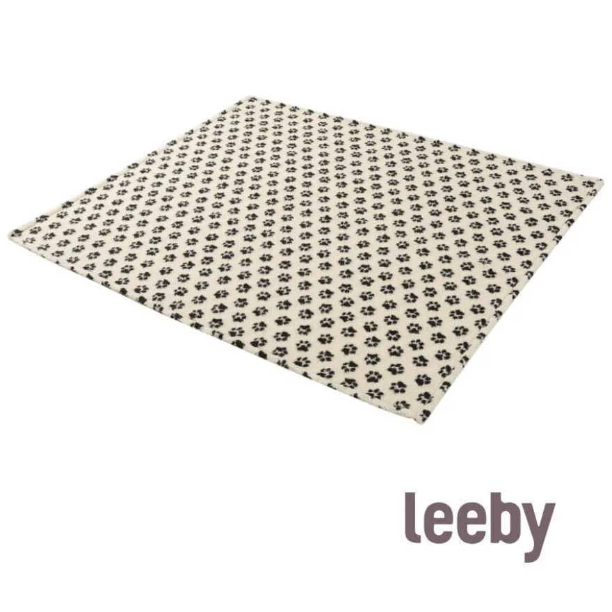 Leeby Manta de lã com estampado de patas para cães
