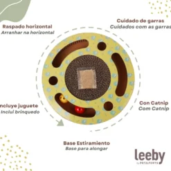 Leeby Pelusa arranhador de cartão com bola e estampado amarelo para gatos