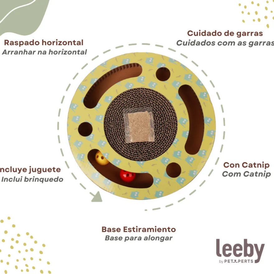Leeby Pelusa arranhador de cartão com bola e estampado amarelo para gatos